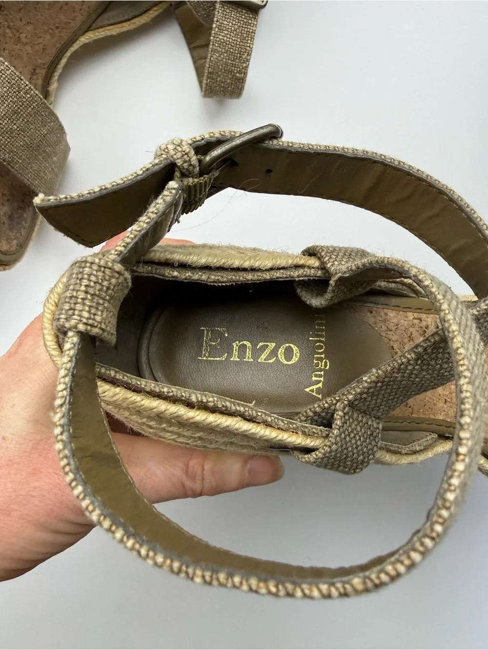 ENZO ANGIOLINI Ankle Strap Jute Wedge Espadrille Platform Sandal
